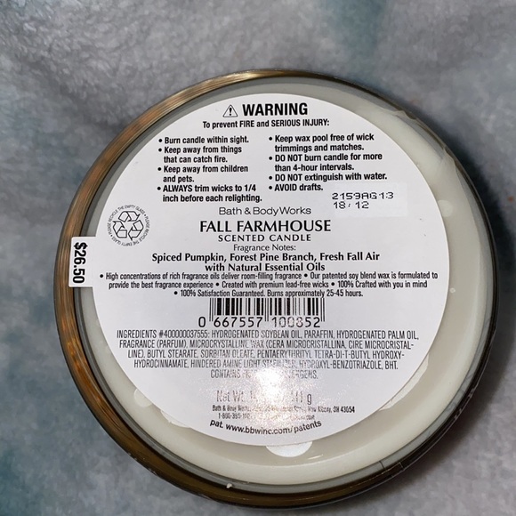 Bath & Body Works Other Brand New 3 Wick Fall Farmhouse Candle